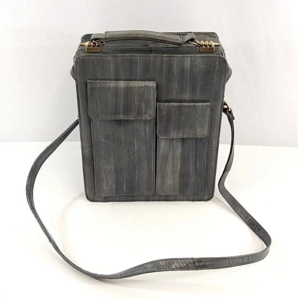 Leather of the Sea Gray Square Structured Purse